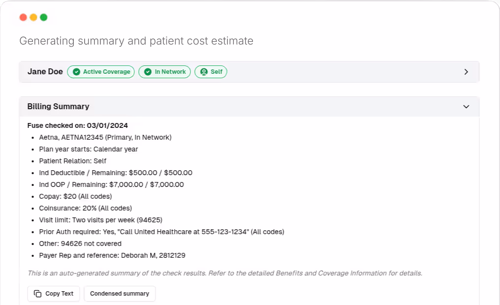 Fuse patient cost estimate automation step 4
