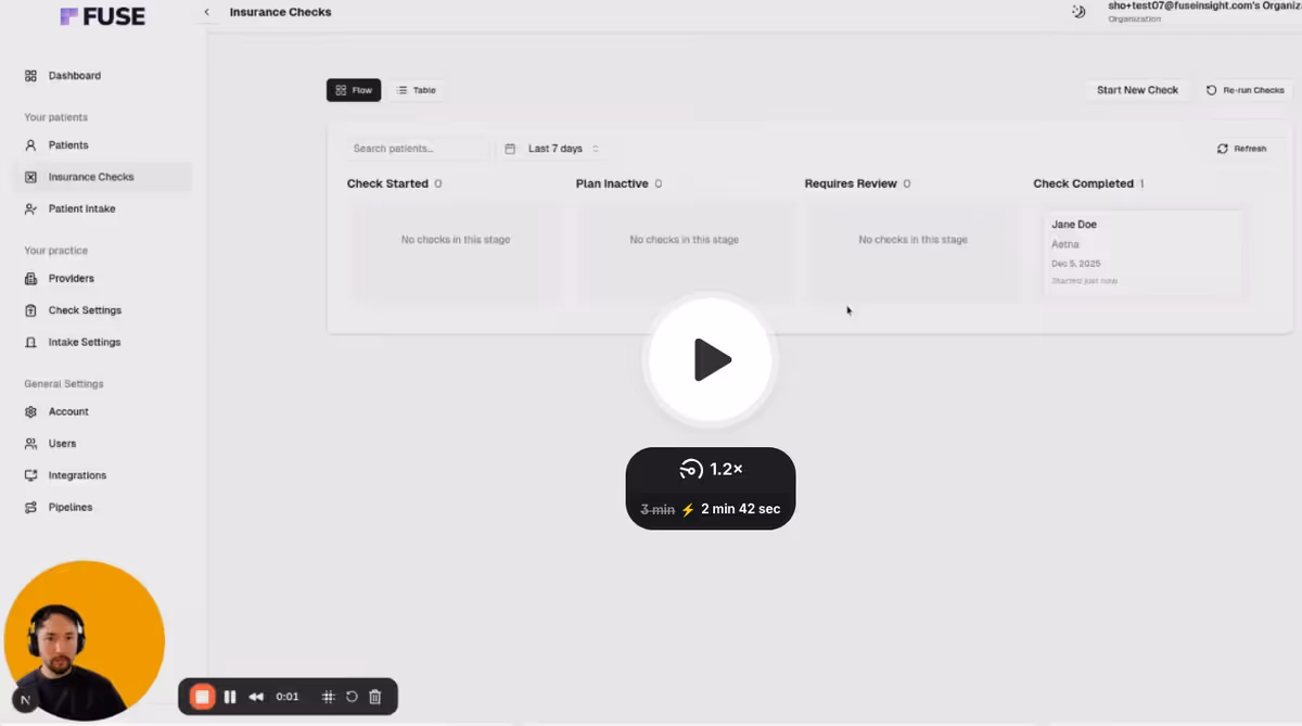 Loom video tutorial on Fuse claims automation and adjudicated claims analysis